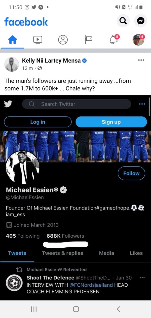 Michael Essien loses Twitters